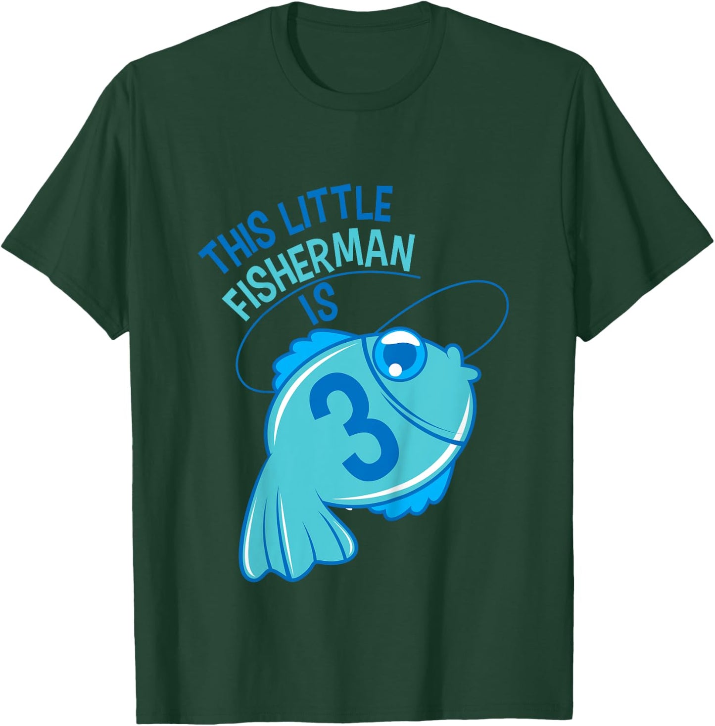 Kids 3rd Birthday Boys Fishing Fish 3 Year Old T-Shirt - T-Shirt | Forest