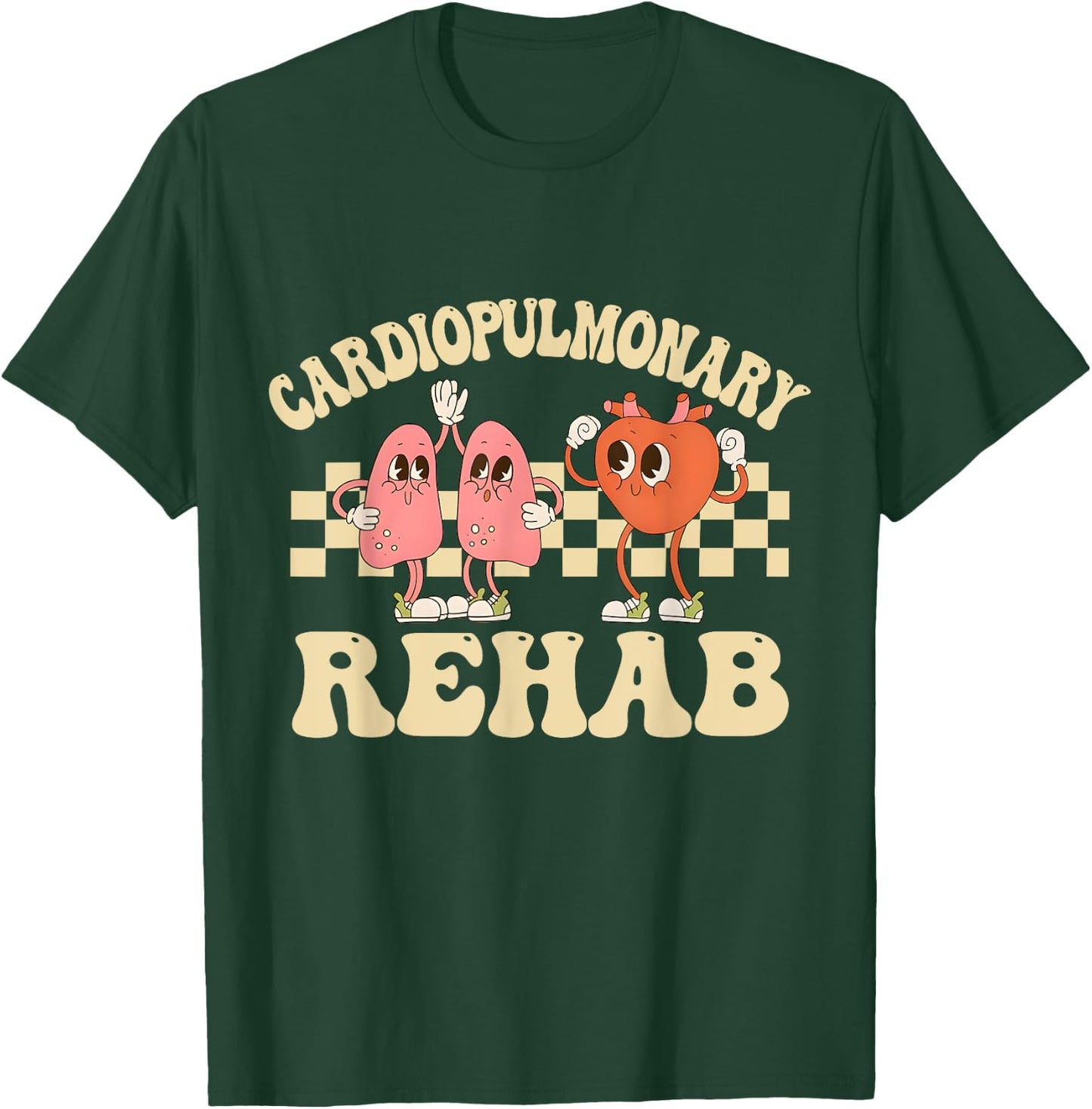 Retro Cardiopulmonary Rehab Nurse - Women's Healthcare Professional Black Heart Short Sleeve - Size 6 (US Medium) T-Shirt - T-Shirt | Forest