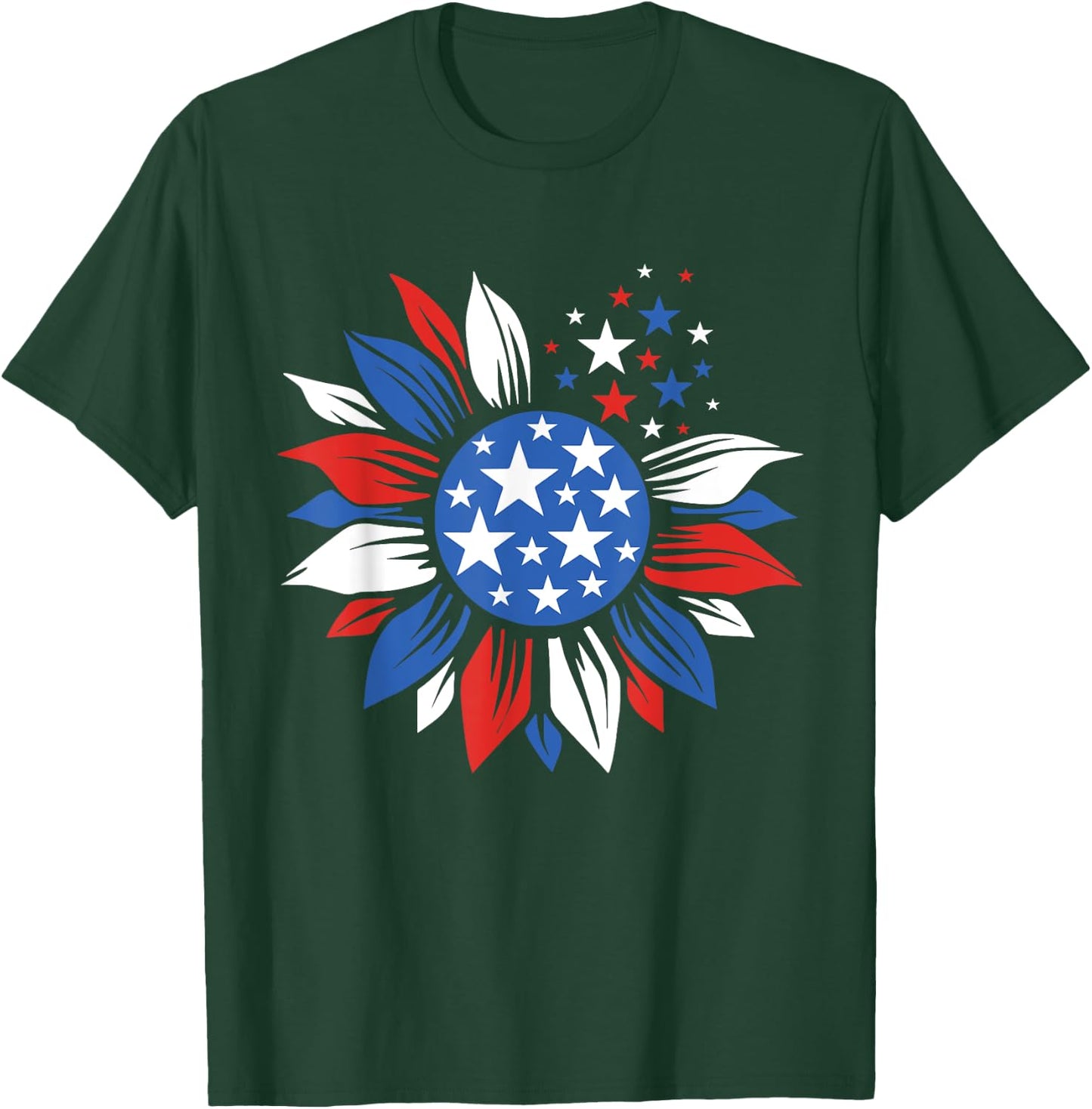 America Sunflower 4th Of July Patriotic American 4th Of July T-Shirt - T-Shirt | Forest
