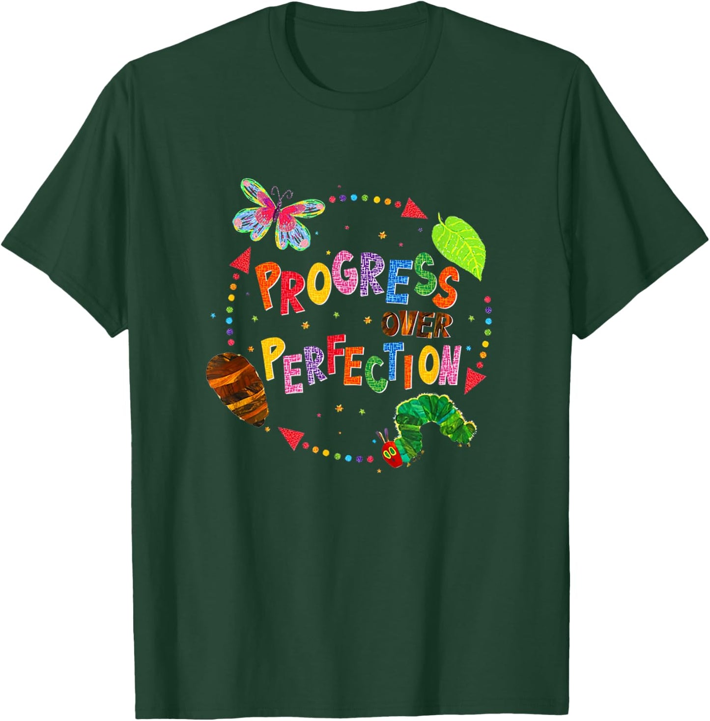 Progress Over Perfection Teacher Quote T-Shirt - T-Shirt | Forest