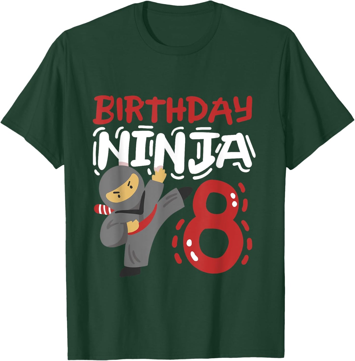 Birthday Ninja 8 Years Old Karate Kids 8th Birthday Boys T-Shirt - T-Shirt | Forest