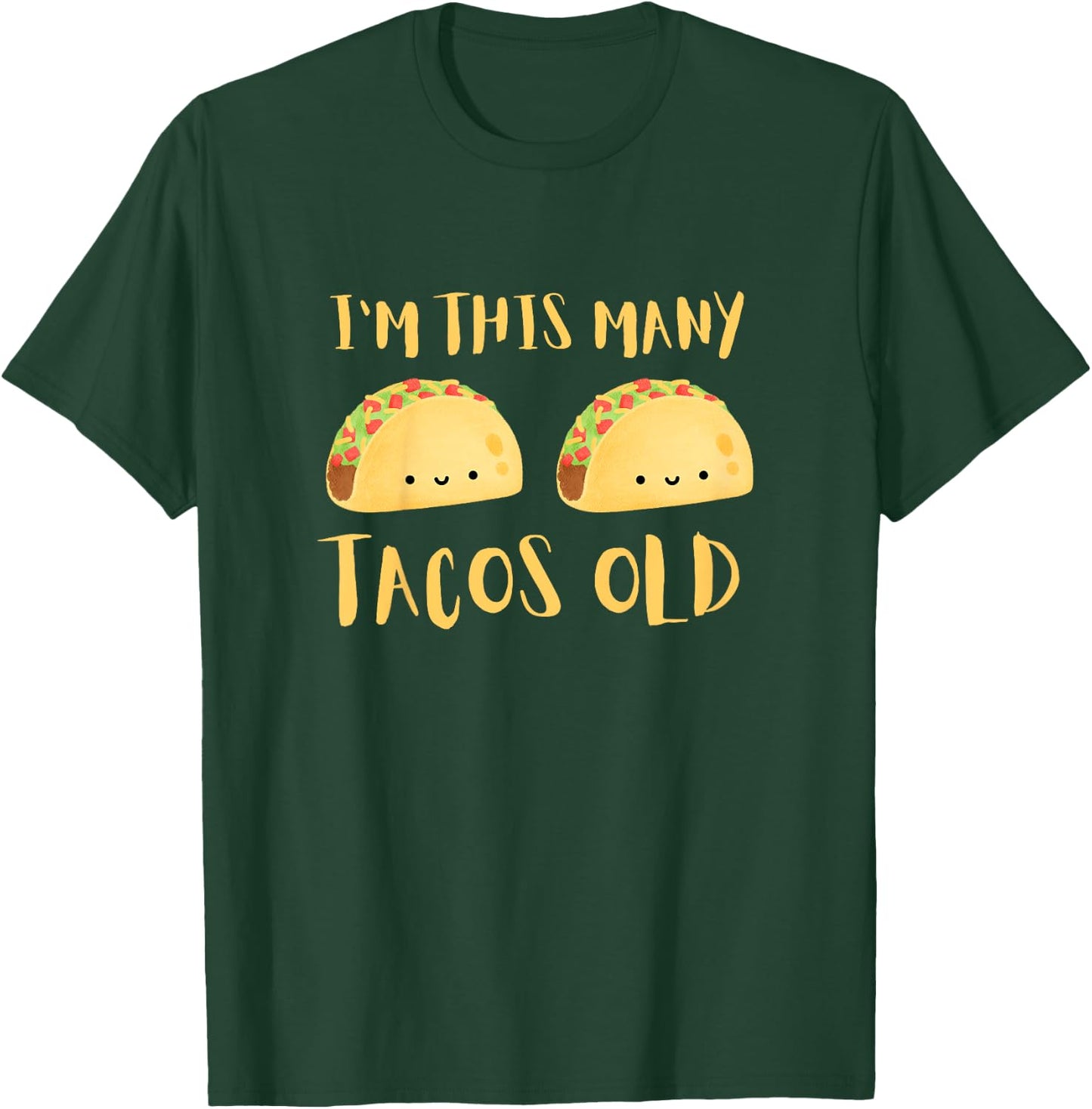 Kids I'm This Many Tacos Old - 2nd Birthday 2 Years Old Bday T-Shirt - T-Shirt | Forest