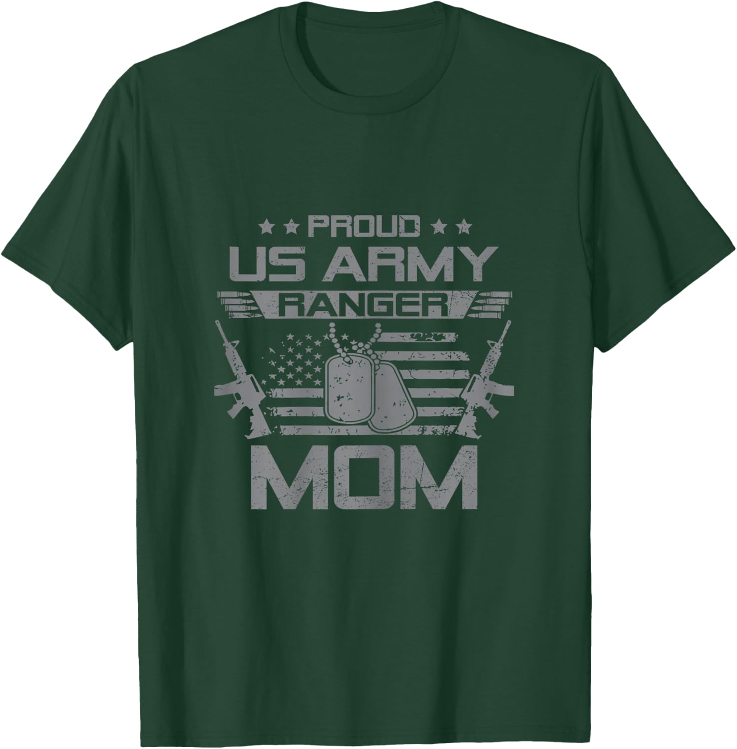 Proud US Army Ranger Mom Flag American USA Military Veteran T-Shirt - T-Shirt | Forest