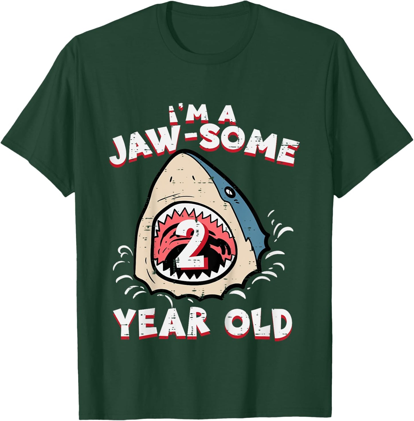 Im Jaw Some 2 Year Old Shark 2nd Birthday Boys Girls Kids T-Shirt - T-Shirt | Forest