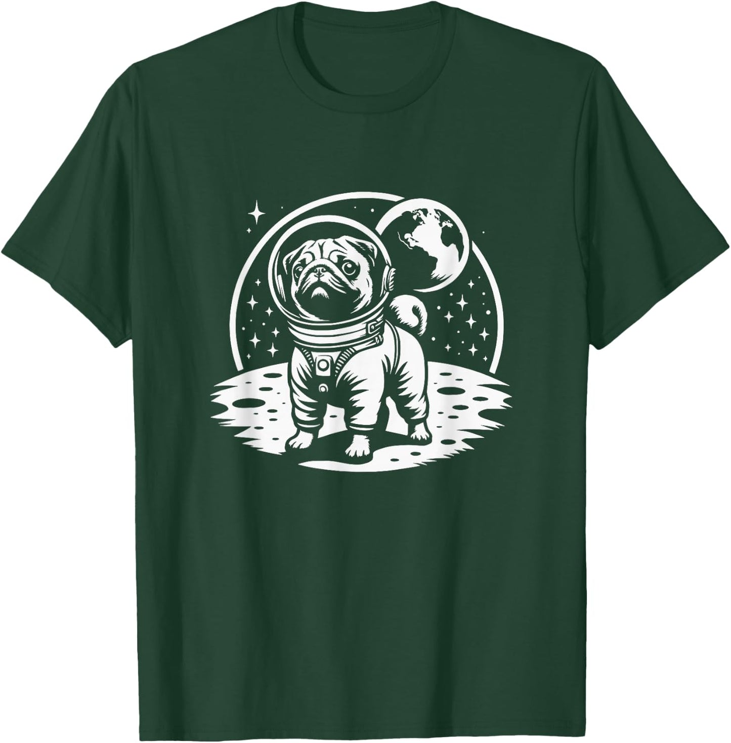 Pug Astronaut Space Graphic Design T-Shirt - T-Shirt | Forest