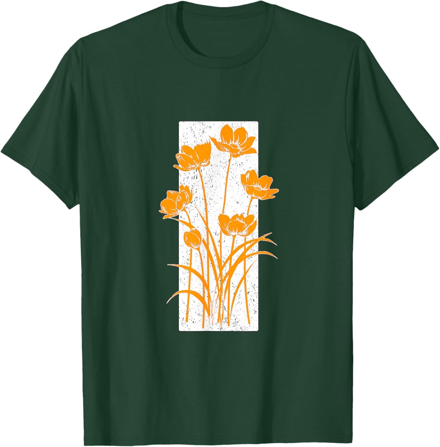 Orange Distressed Flower Stripe Orange Graphic T-Shirt - T-Shirt | Forest