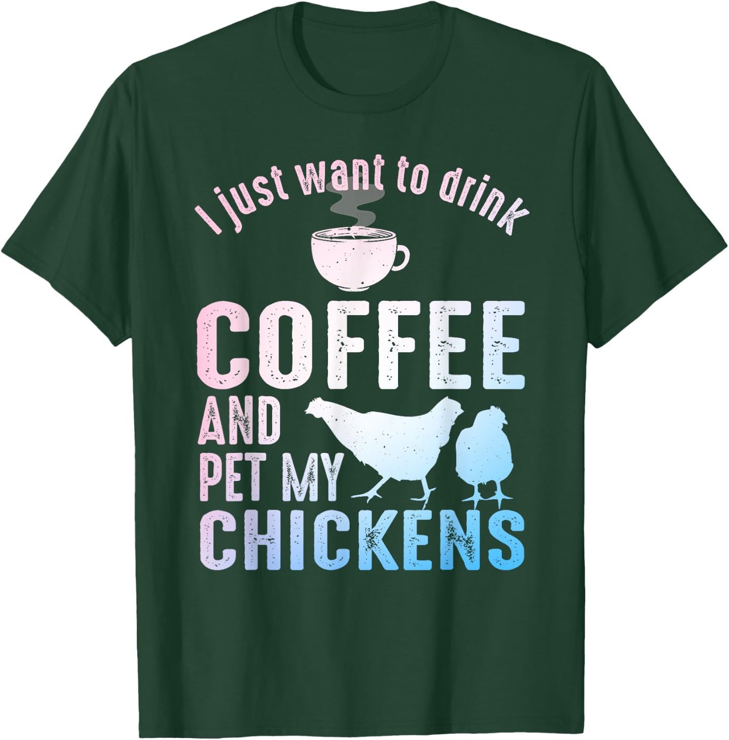 Funny Chicken Art Women Coffee Lover Chicken Farmer T-Shirt - T-Shirt | Forest