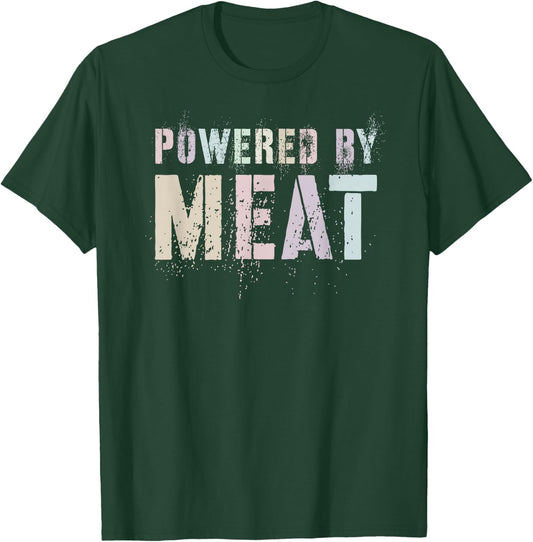 Vintage Grilling POWERED BY MEAT Carnivore Patio Master T-Shirt - T-Shirt | Forest