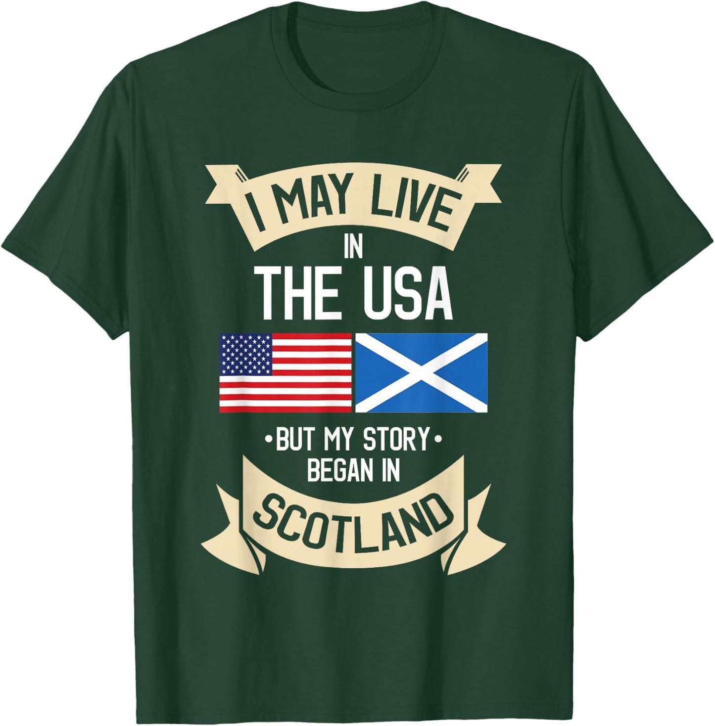 Scotland American Flag USA Scottish Roots Gifts T-Shirt - T-Shirt | Forest