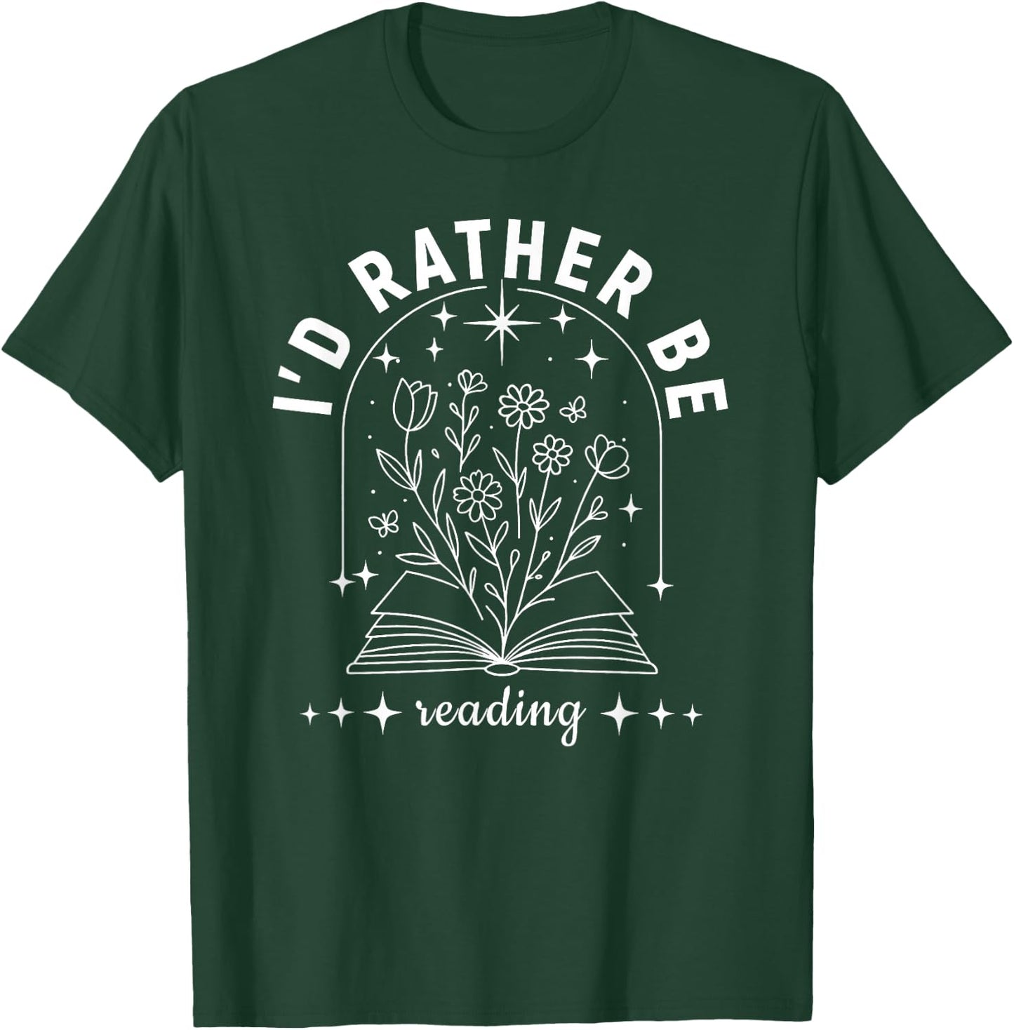 I’d Rather Be Reading | Minimal Book Lover Arch Design T-Shirt - T-Shirt | Forest