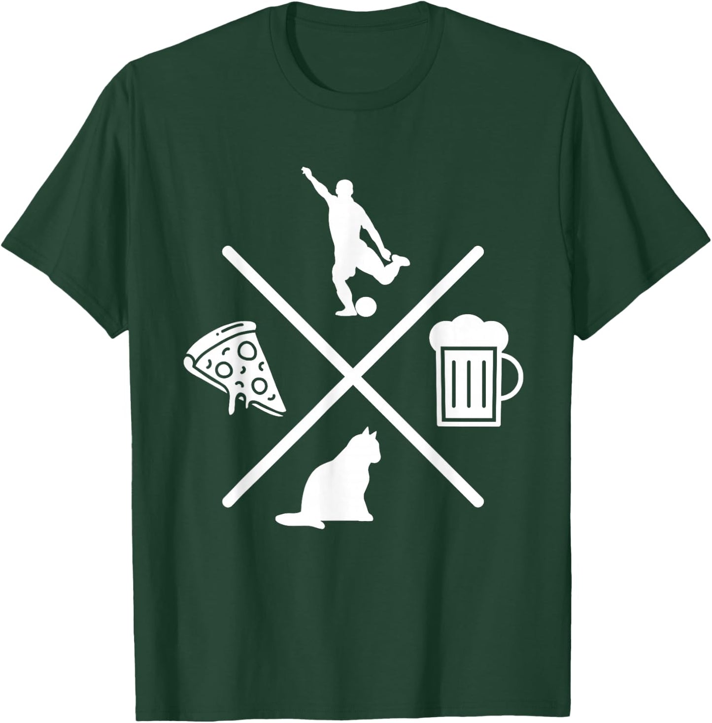 Soccer Beer Cats Pizza Feline Snack Food Gift T-Shirt - T-Shirt | Forest