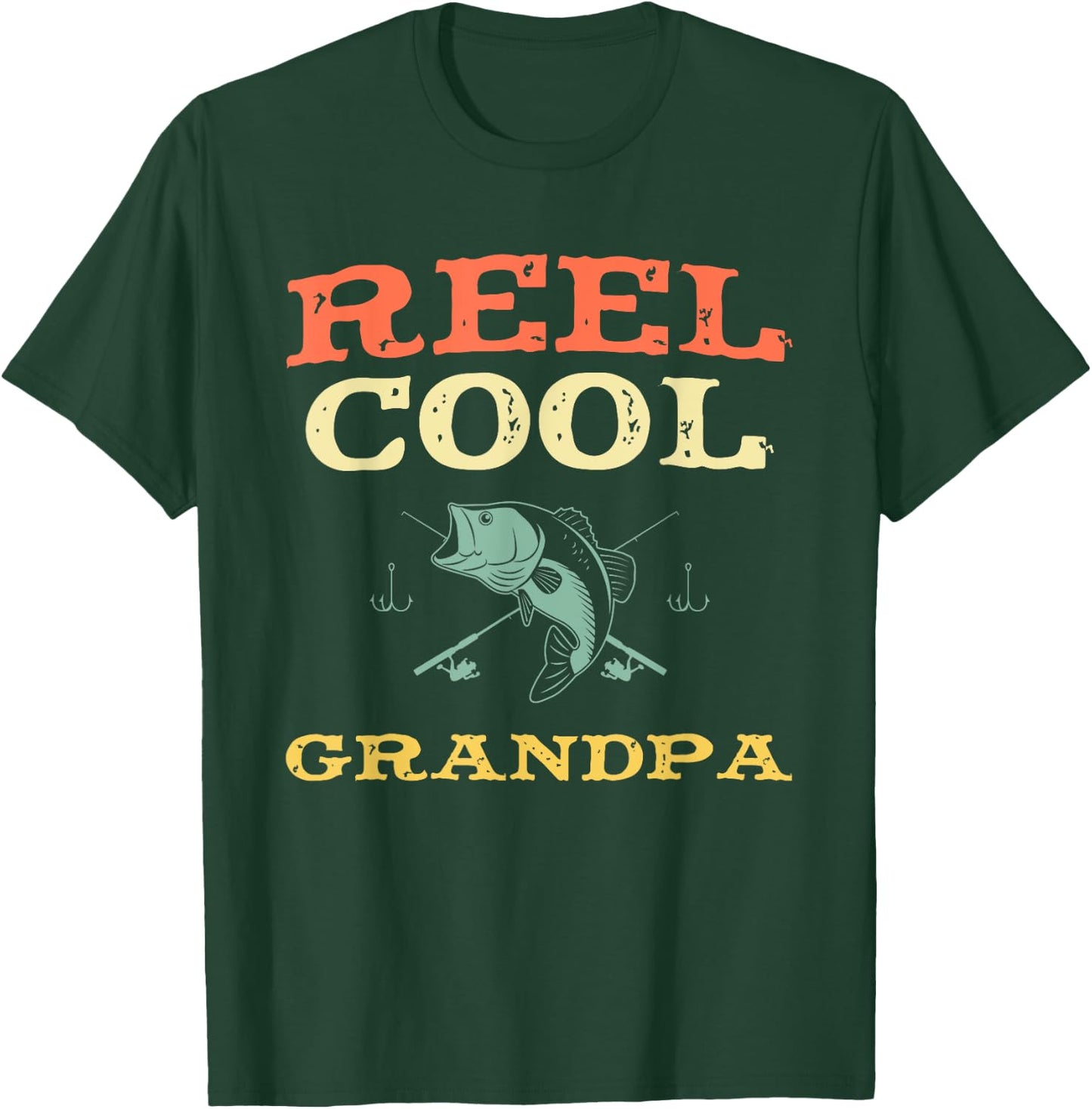 Reel Cool Grandpa Fishing Fisherman Funny Vintage T-Shirt - T-Shirt | Forest