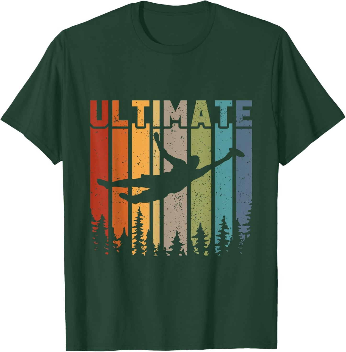 Retro Ultimate Frisbee Player Men Women Vintage Flying Disc T-Shirt - T-Shirt | Forest