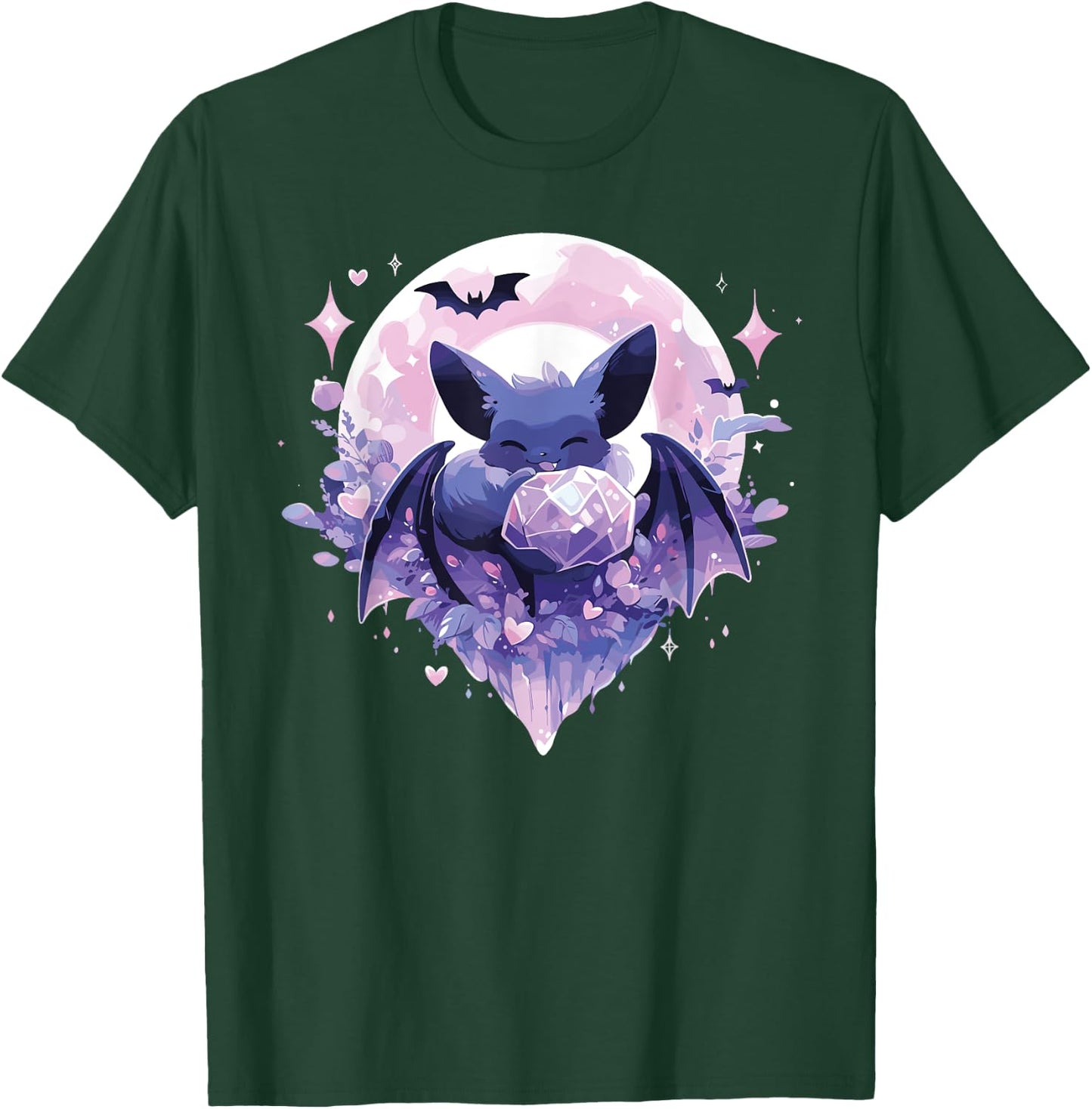 Cute Kawaii Witch Bat Crystal Alchemist Pastel Goth T-Shirt - T-Shirt | Forest
