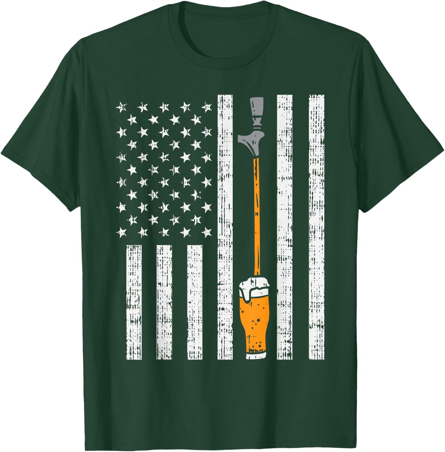 Tap Beer US Flag Fun Draft Draught Fathers Day Men Dad Gift T-Shirt - T-Shirt | Forest