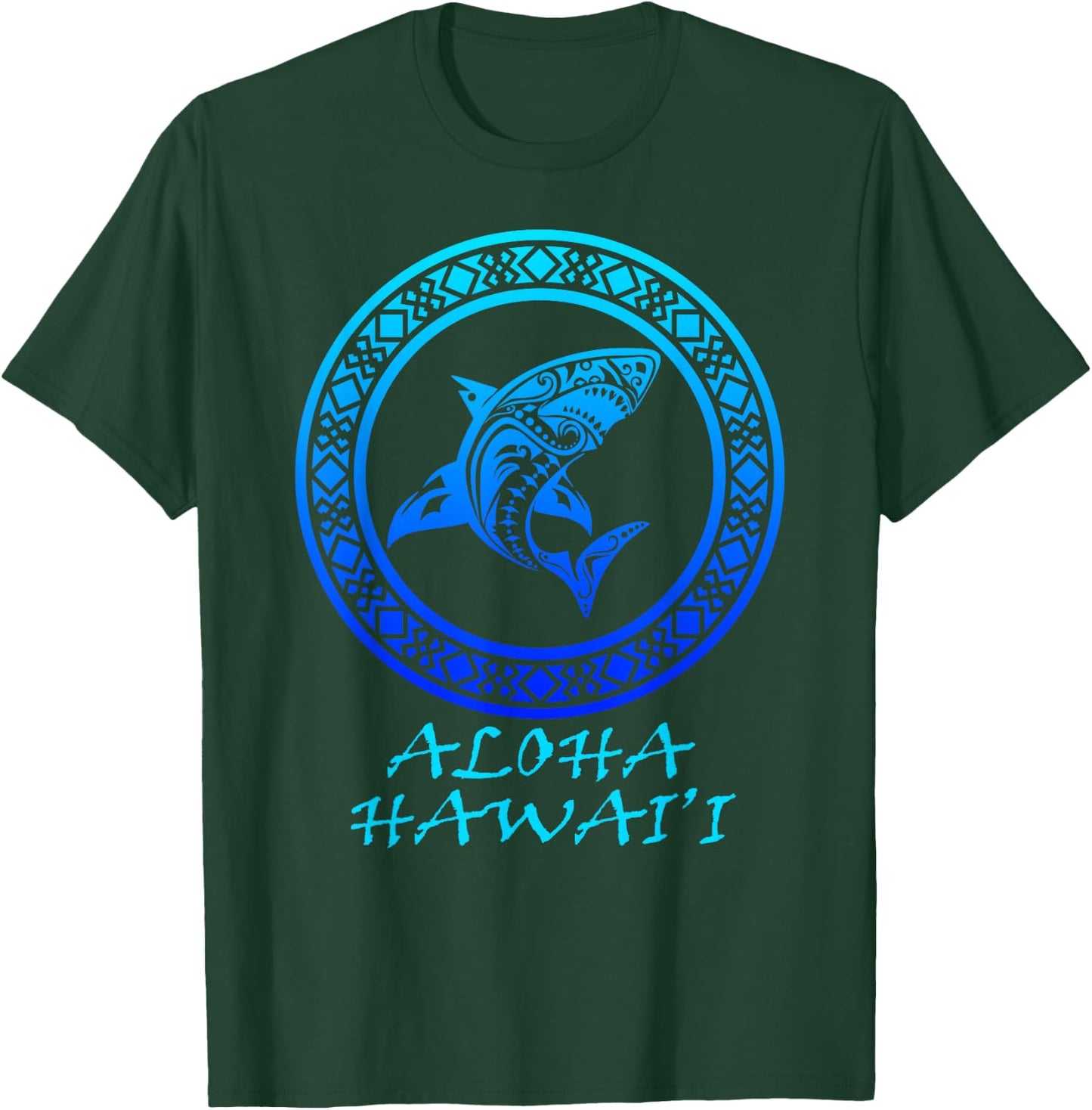 Aloha Hawai'i Vintage Hawaiian Island Tribal Shark T-Shirt - T-Shirt | Forest