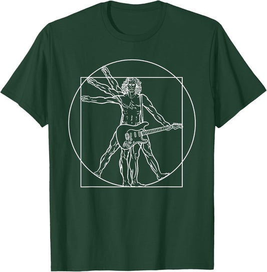 Vitruvian Man Guitar Rocker Da Vinci Guitarist T-Shirt - T-Shirt | Forest