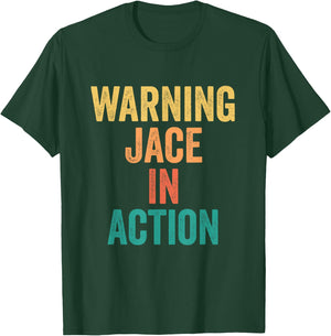 Warning Jace In Action Funny Custom Name For Boys T-Shirt - T-Shirt | Forest