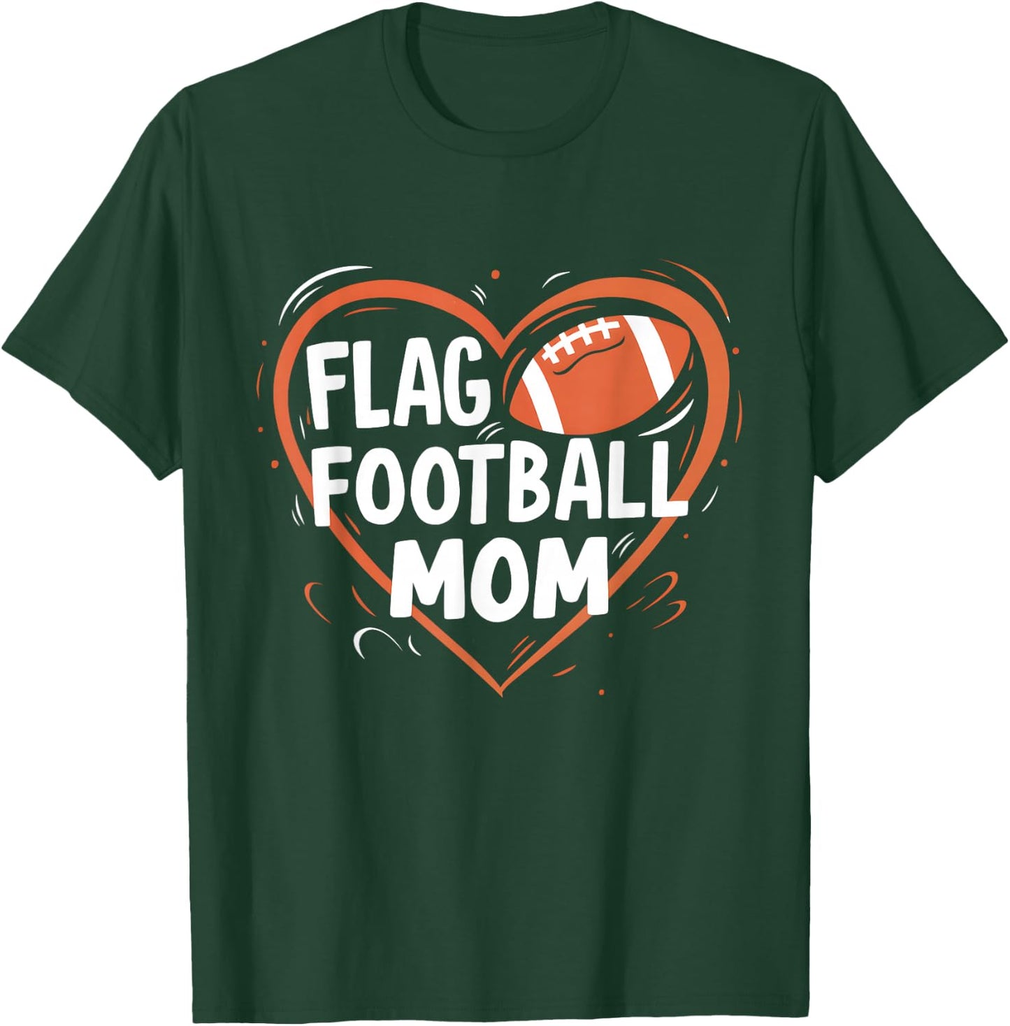 Flag Football Mom Heart Mother's Day football T-Shirt - T-Shirt | Forest