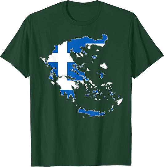 Cool Greece Flag Heart Print Proud To Be Greek I Love Athens T-Shirt - T-Shirt | Forest