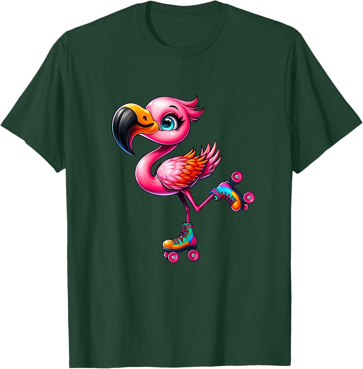 Flamingo Roller Skates Funny Roller Skates Design for Girls T-Shirt - T-Shirt | Forest
