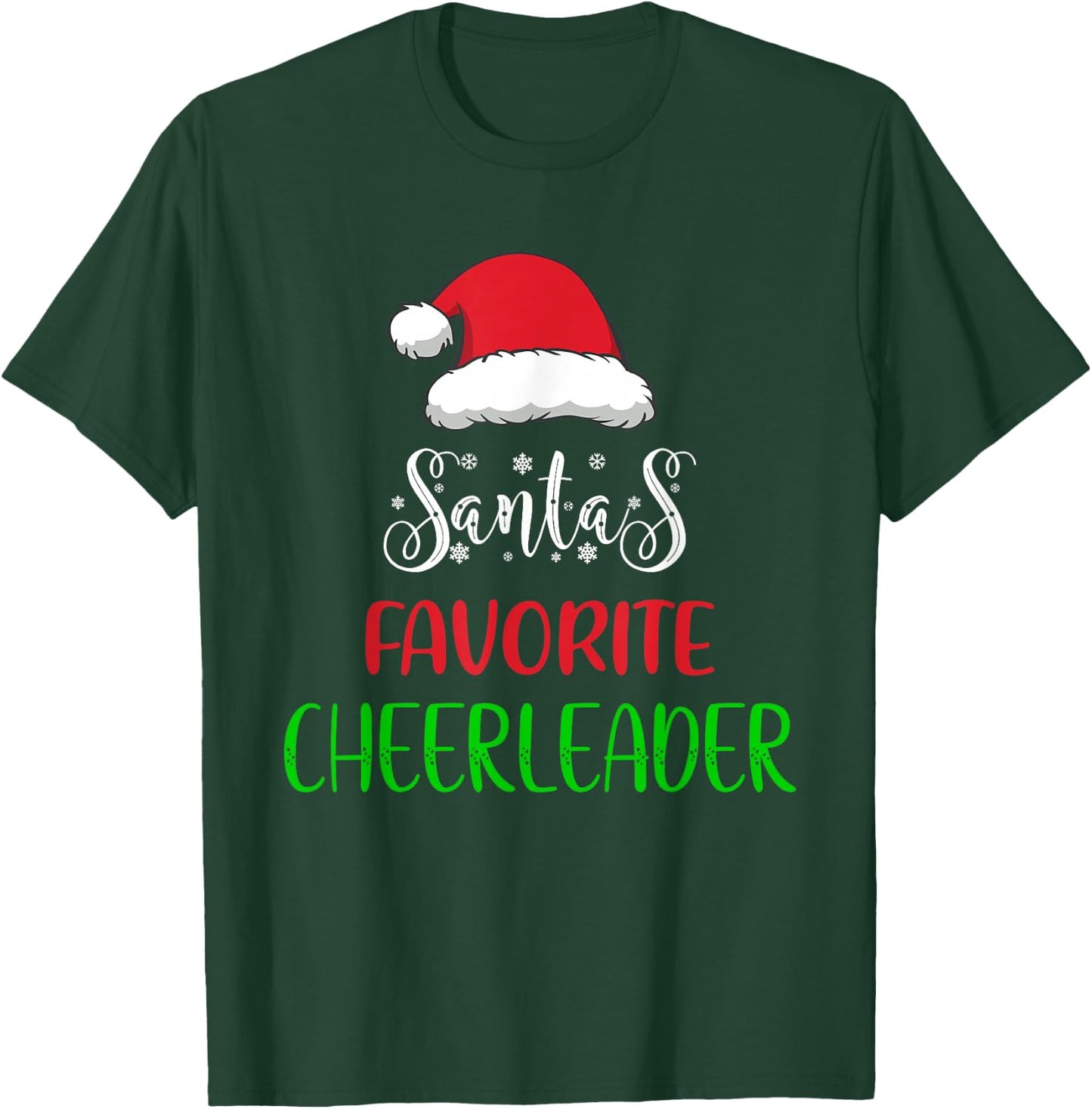 Santa's Favorite Cheerleader Pajama Christmas Funny T-Shirt - T-Shirt | Forest