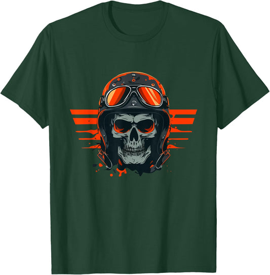 Skull Pilot Aviator with Helmet Vintage Skeleton Skull T-Shirt - T-Shirt | Forest