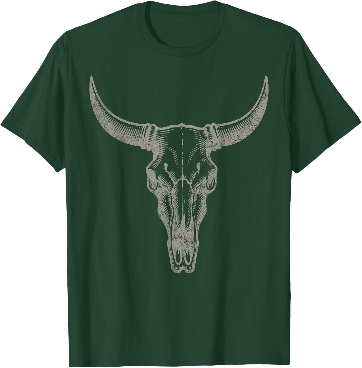 Cowgirl Cowboy Vintage Women Men Western Cow Skull Graphic T-Shirt - T-Shirt | Forest