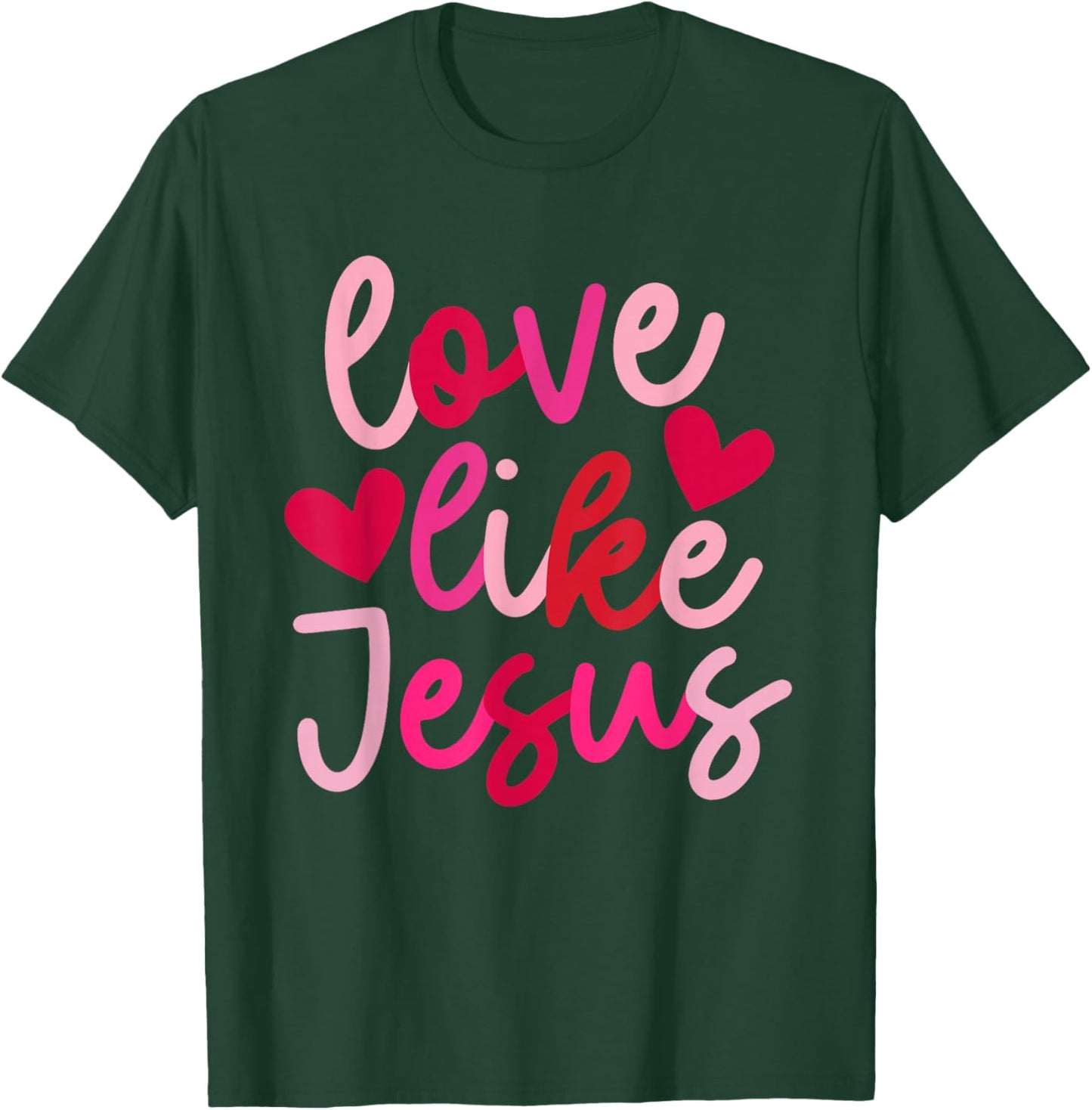 IZI POD Retro Love Like Jesus Coquette Heart Bow , -Adults, Black, Small, Short Sleeve, Valentine's Day T-Shirt - T-Shirt | Forest