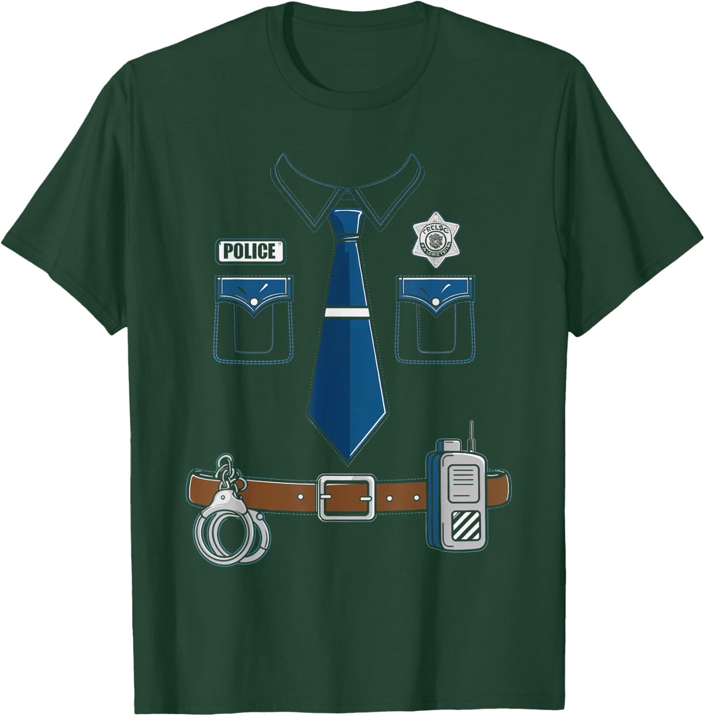Police Costume Cop Uniform Officer Outfit Halloween T-Shirt - T-Shirt | Forest