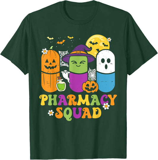 Groovy Halloween Pharmacy Squad PIlls Costume Pharmacist T-Shirt - T-Shirt | Forest