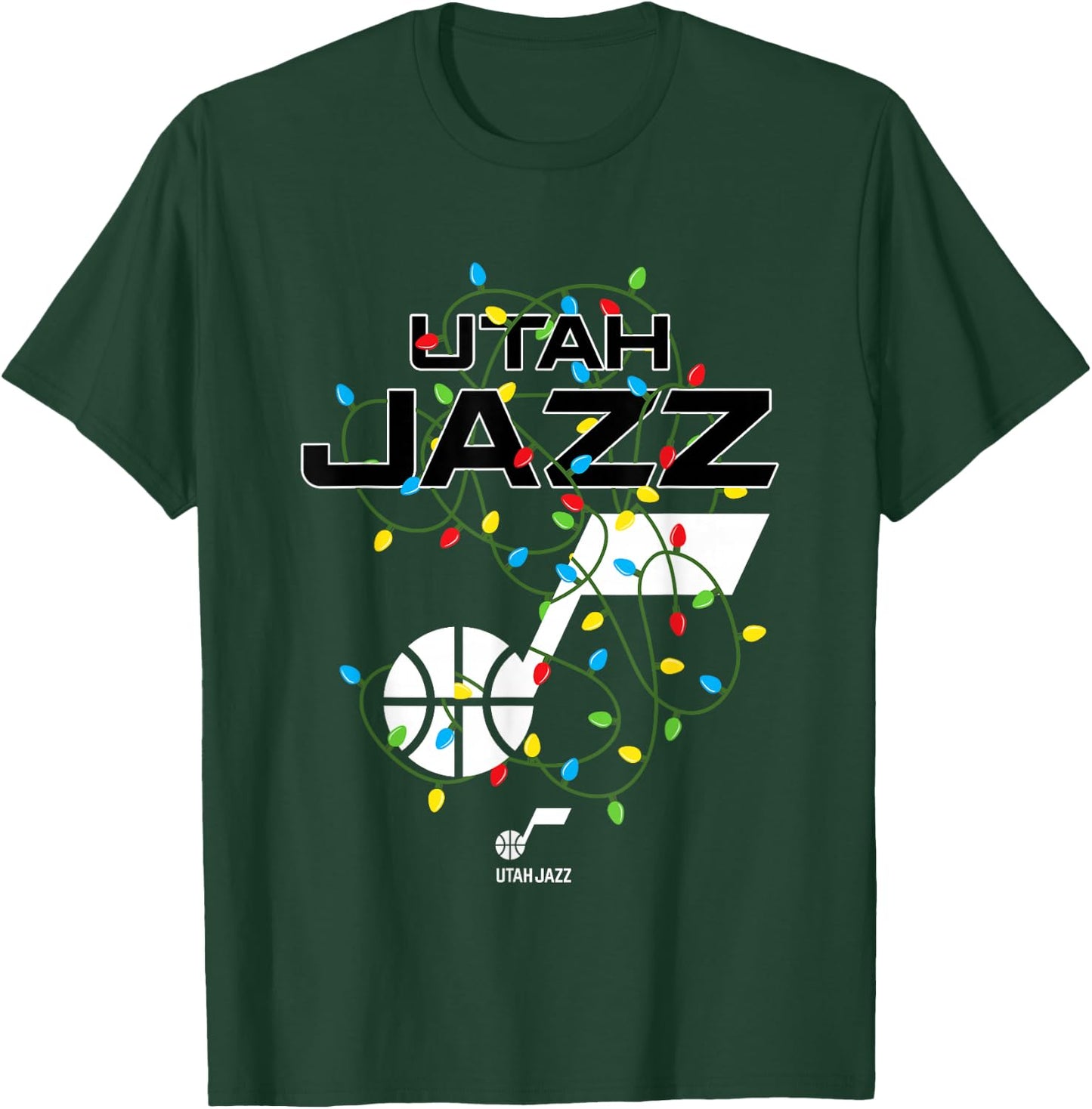 NBA Utah Jazz Christmas Lights Holiday Logo T-Shirt - T-Shirt | Forest