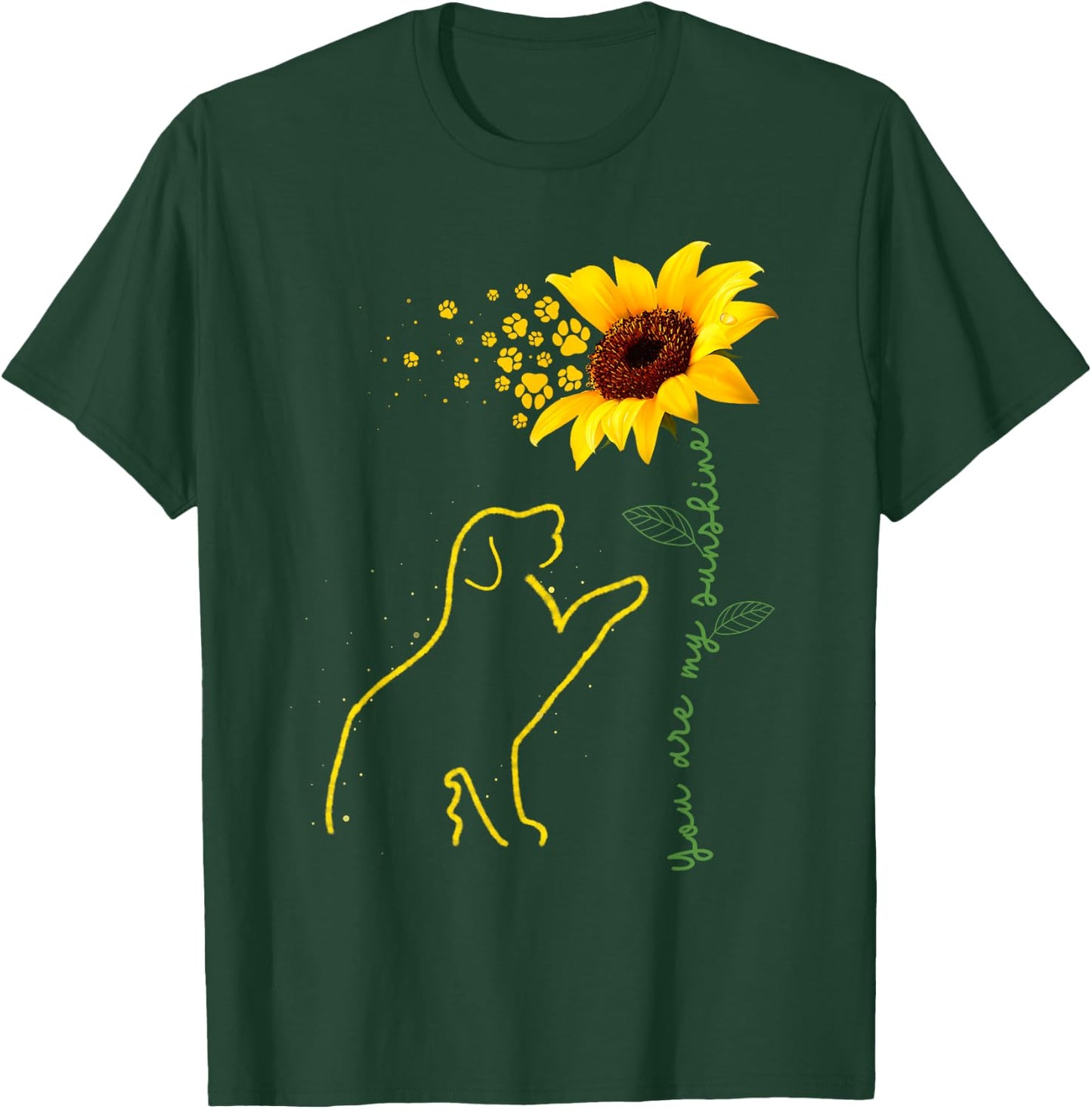 Cute Dog Lover Dog Sunflower Puppy Paw Print Men Women Kids T-Shirt - T-Shirt | Forest