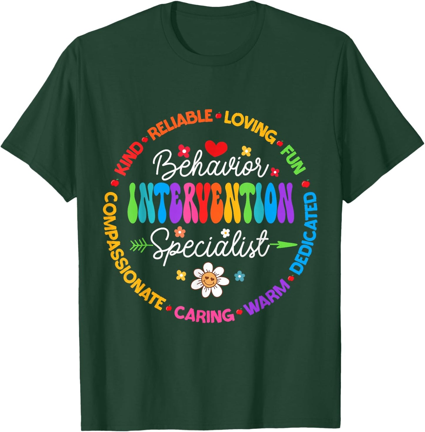 Groovy Behavior Intervention Specialist Back to School T-Shirt - T-Shirt | Forest