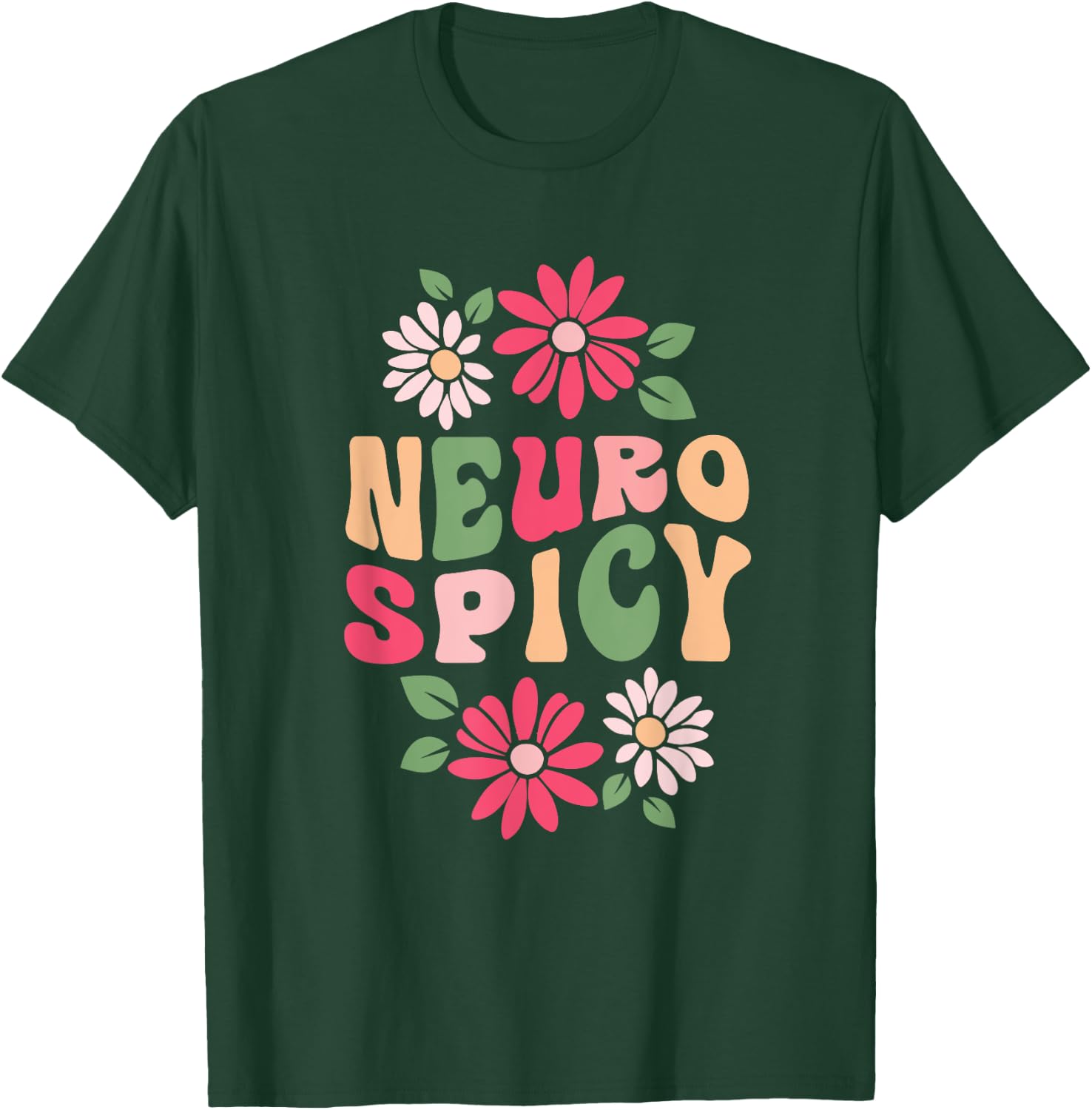 Neurospicy Retro Flower T-Shirt - T-Shirt | Forest