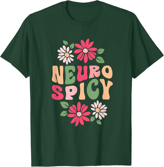 Neurospicy Retro Flower T-Shirt - T-Shirt | Forest