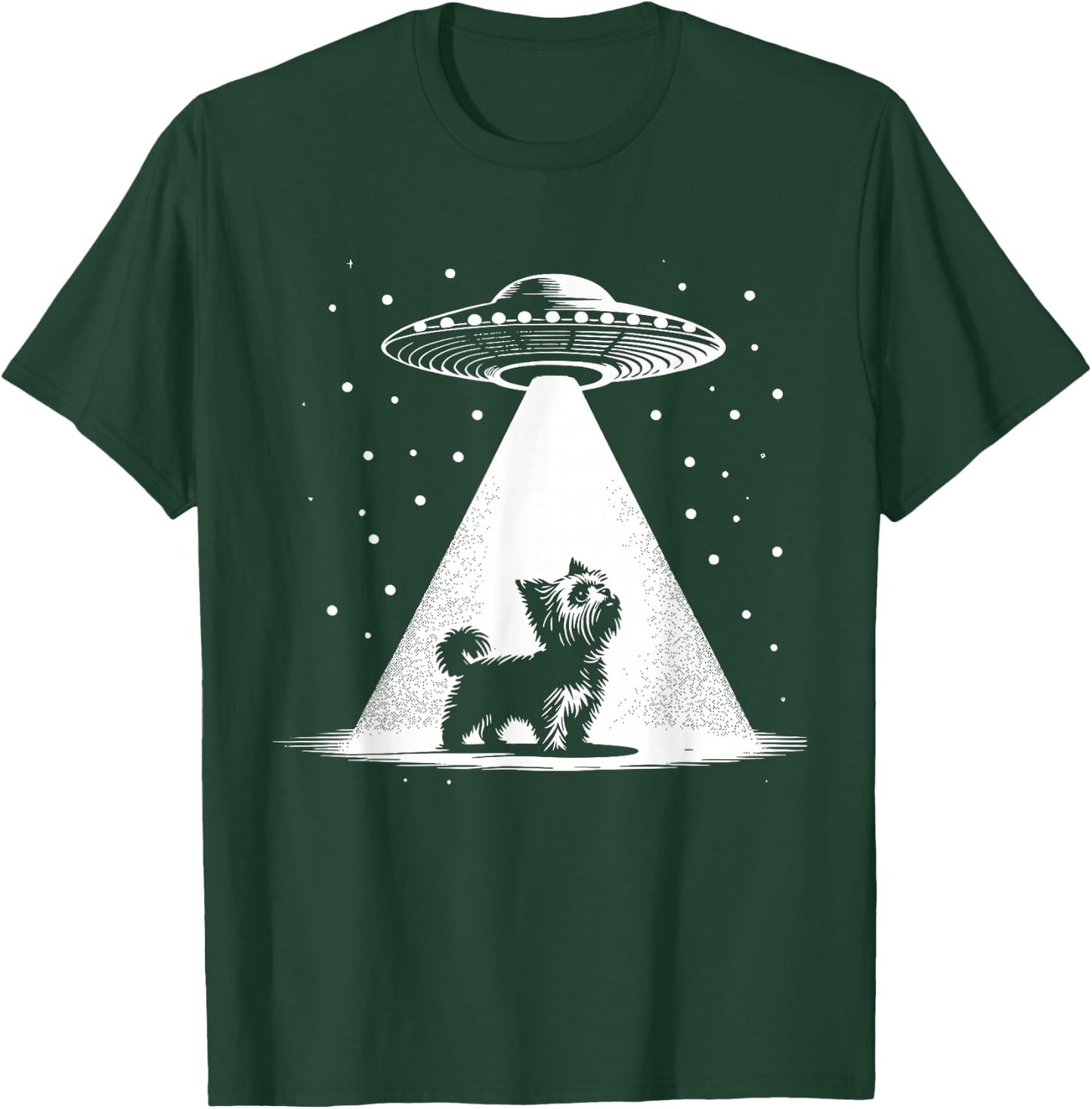 Teacup Yorkie Mom Dad Dog - Funny Alien UFO Men Women T-Shirt - T-Shirt | Forest