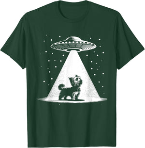 Teacup Yorkie Mom Dad Dog - Funny Alien UFO Men Women T-Shirt - T-Shirt | Forest