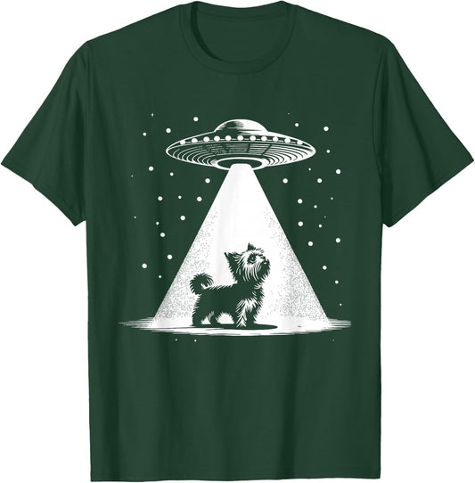 Teacup Yorkie Mom Dad Dog - Funny Alien UFO Men Women T-Shirt - T-Shirt | Forest