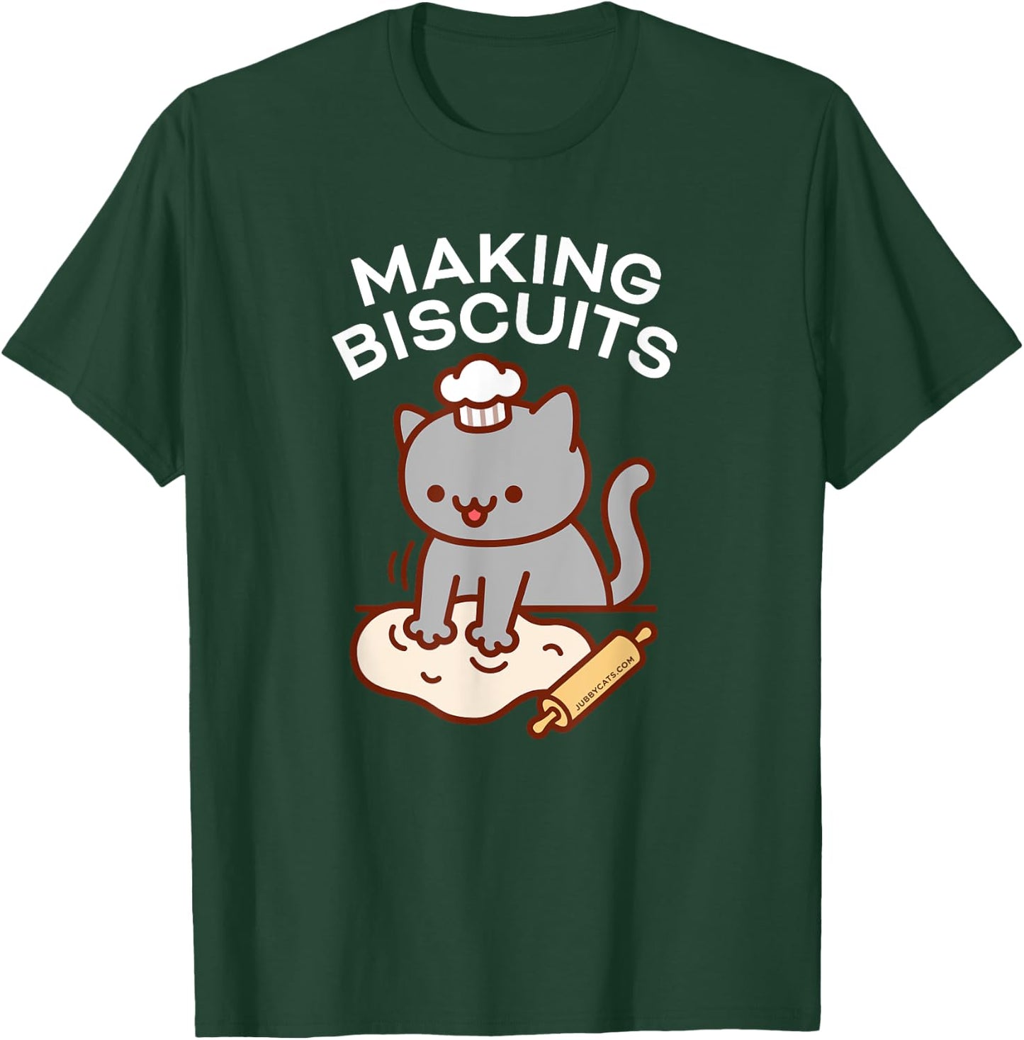 MAKING BISCUITS - Funny Cat Baker Chef T-Shirt - T-Shirt | Forest