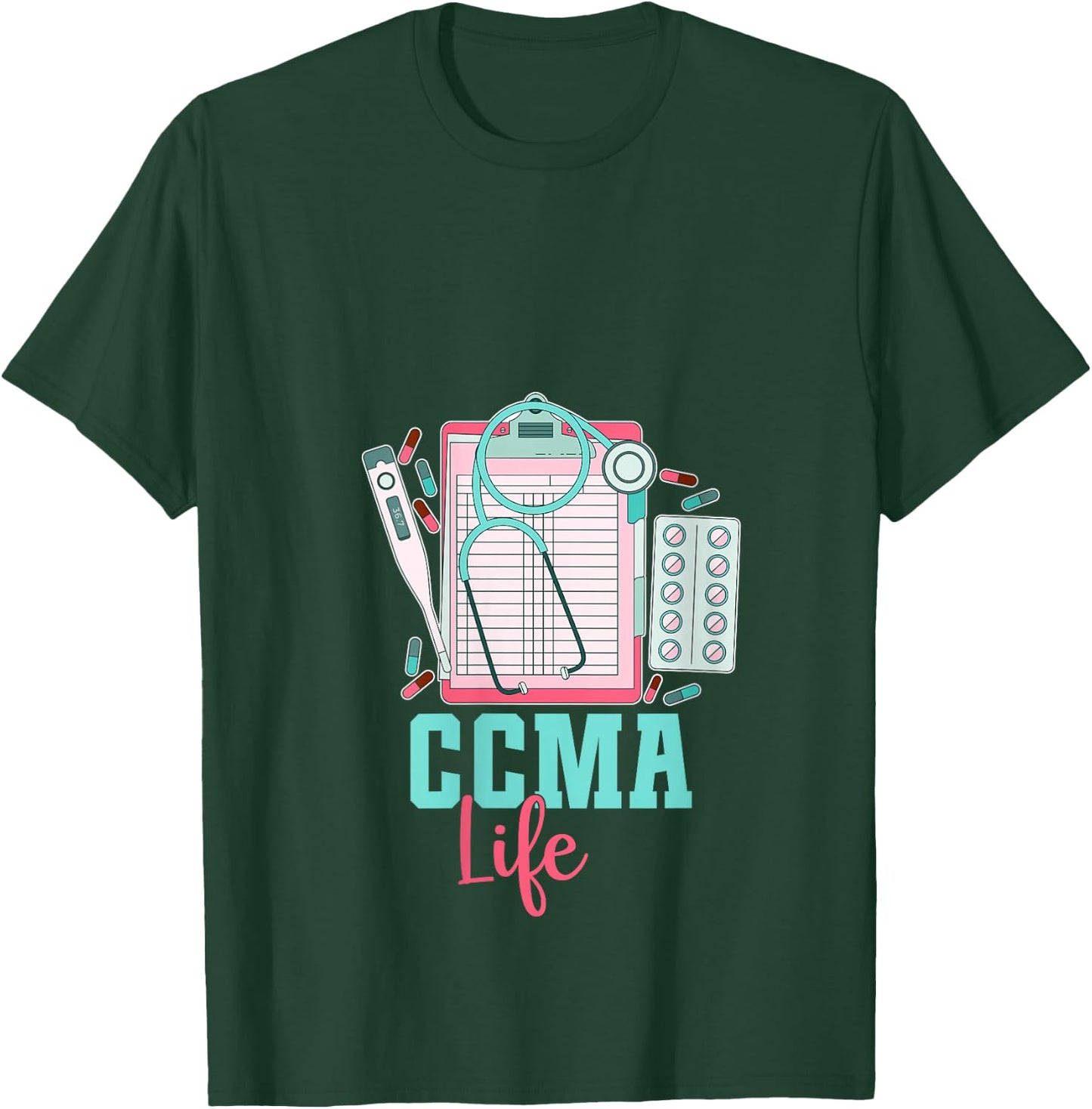 Certified Clinical Medical Assistant CCMA V-Neck T-Shirt - T-Shirt | Forest