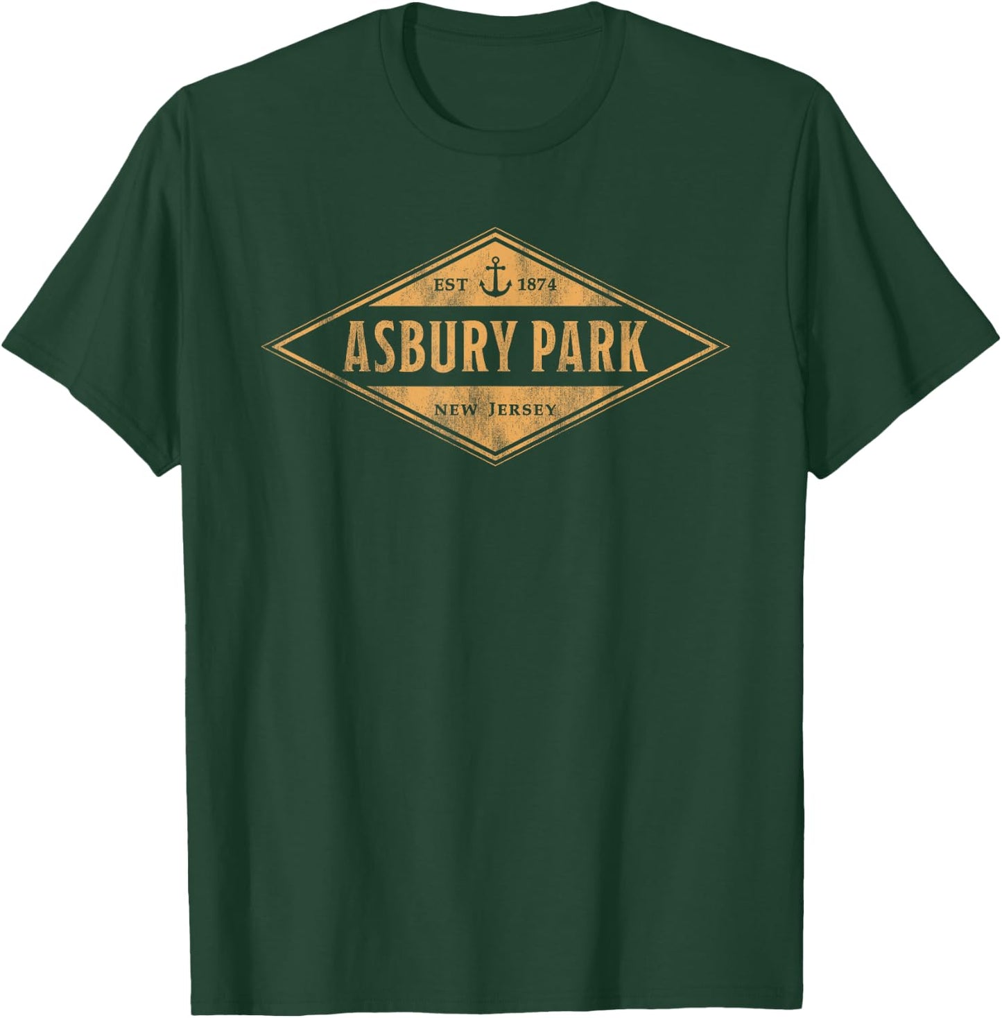 Asbury Park New Jersey Souvenir Vacation Vintage Badge , Small, Grey T-Shirt - T-Shirt | Forest