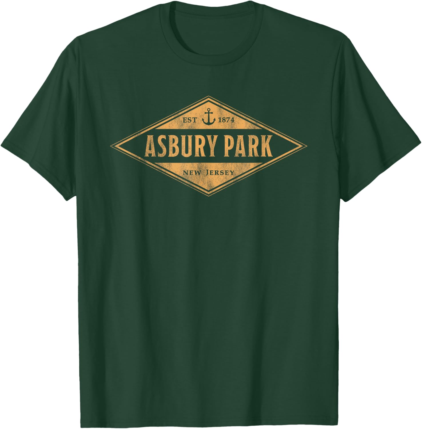 Asbury Park New Jersey Souvenir Vacation Vintage Badge , Small, Grey T-Shirt - T-Shirt | Forest