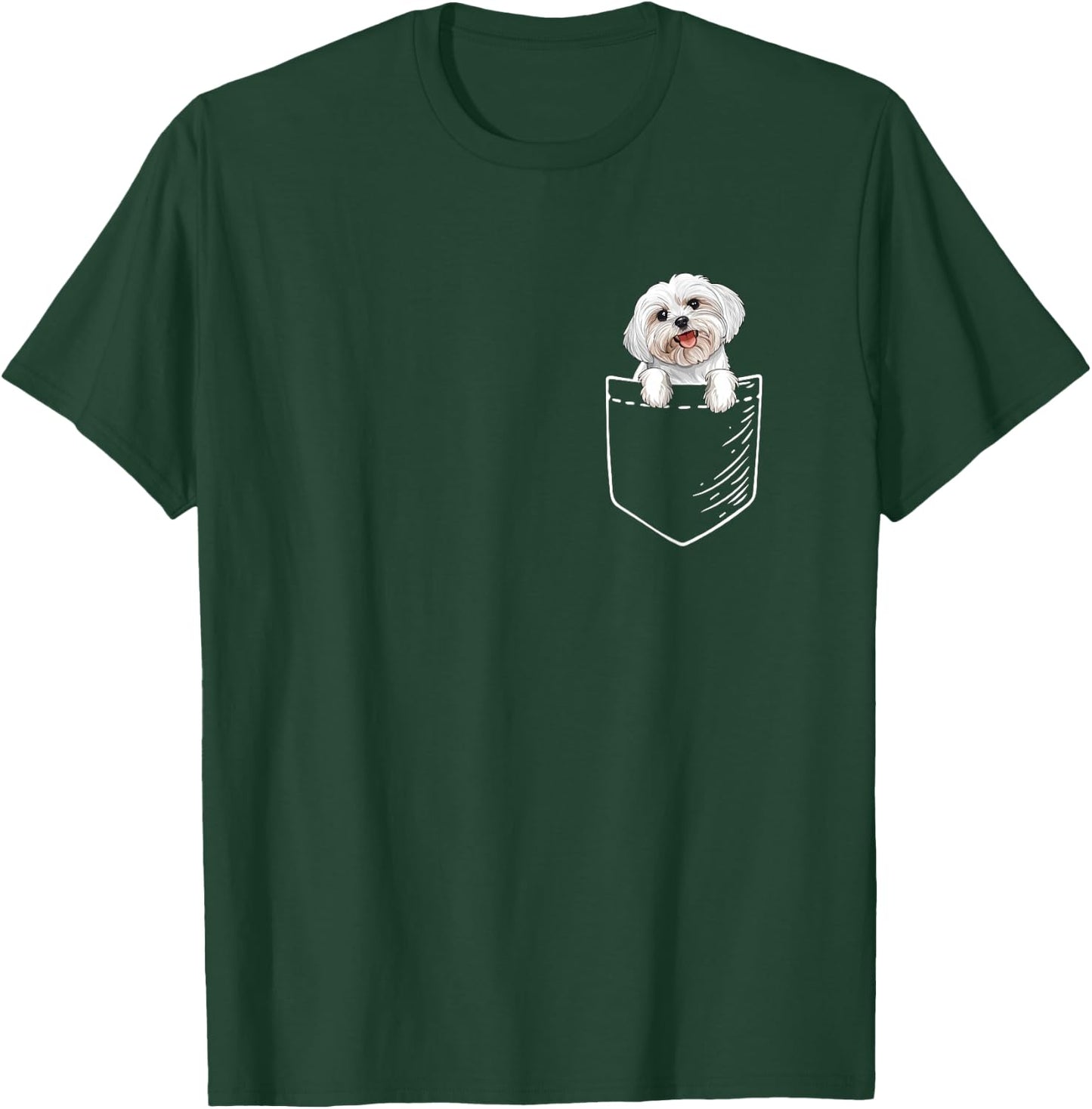 Funny Cute & Kids Pocket Maltese Lover T-Shirt - T-Shirt | Forest