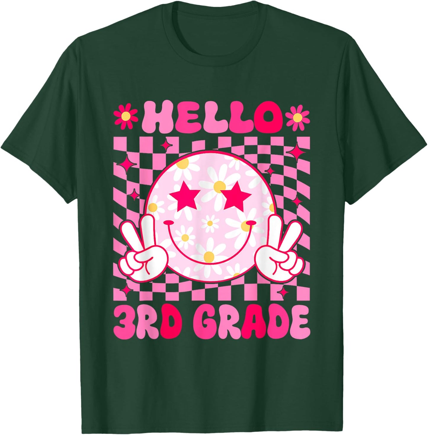 Hello 3rd Grade Back To School First Day Teachers Girls Kids T-Shirt - T-Shirt | Forest