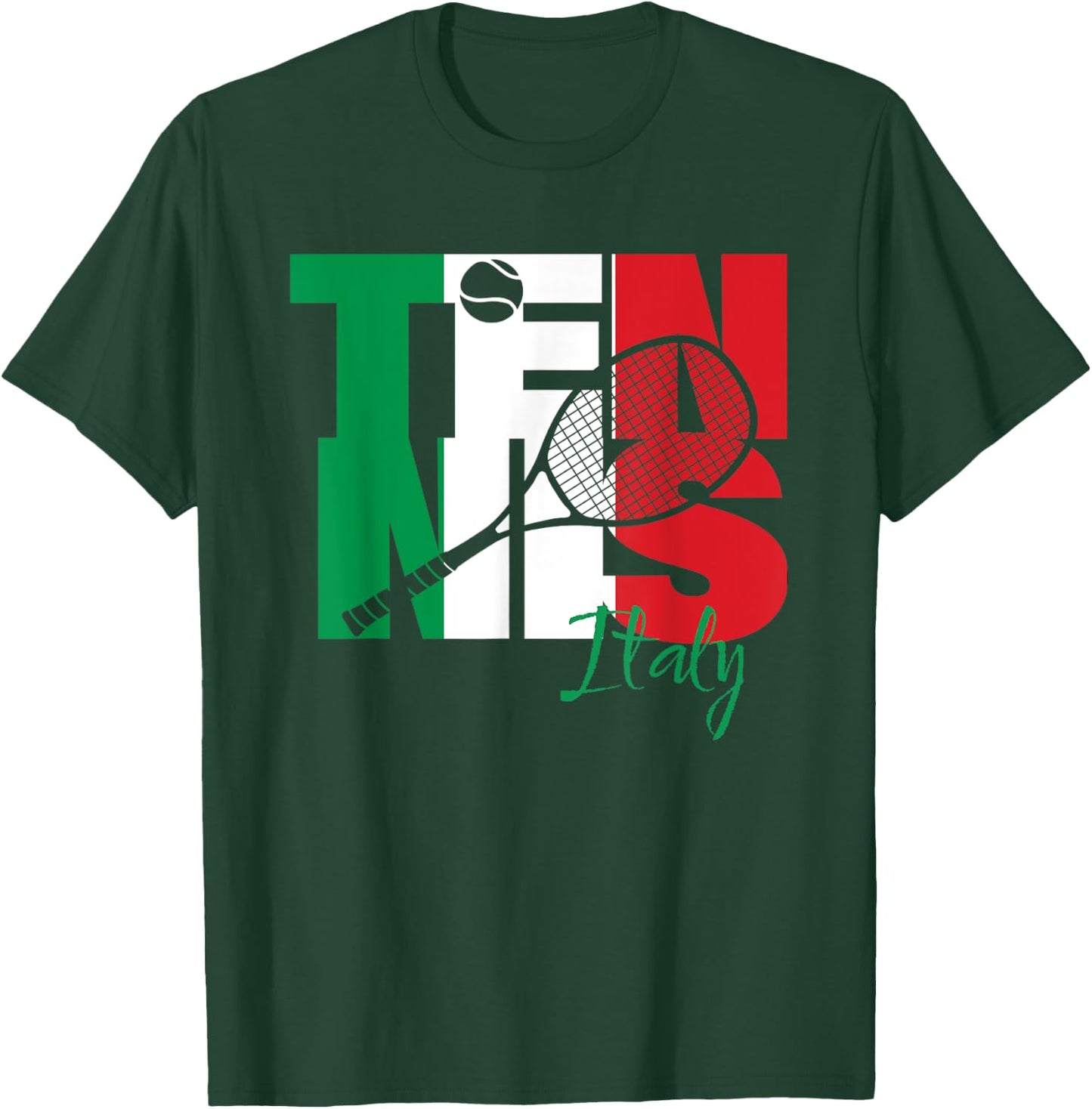 Italian Tennis Player Love Italy Republic National Flag Art T-Shirt - T-Shirt | Forest