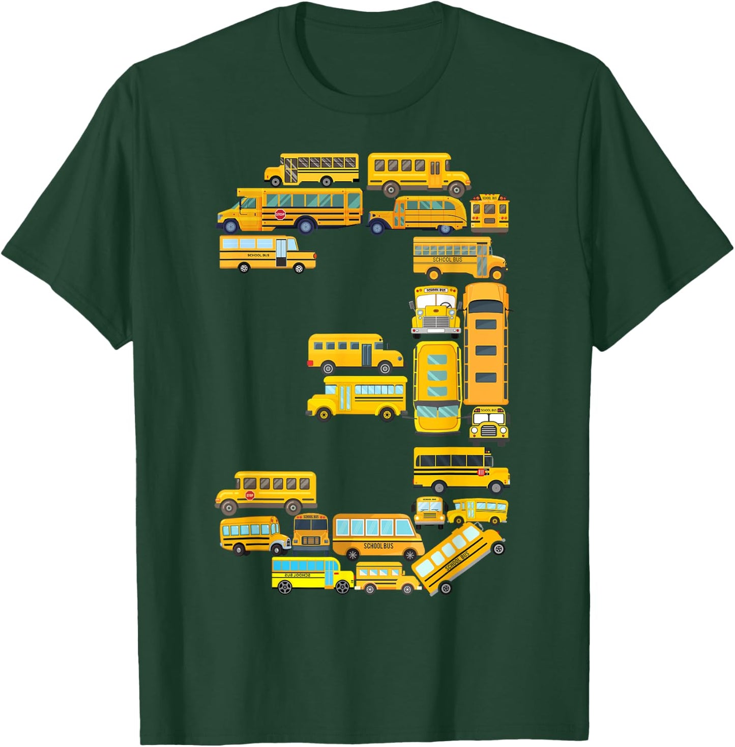 Toddler 3rd Birthday School Bus Themed 3 Year Old Boys Kids T-Shirt - T-Shirt | Forest