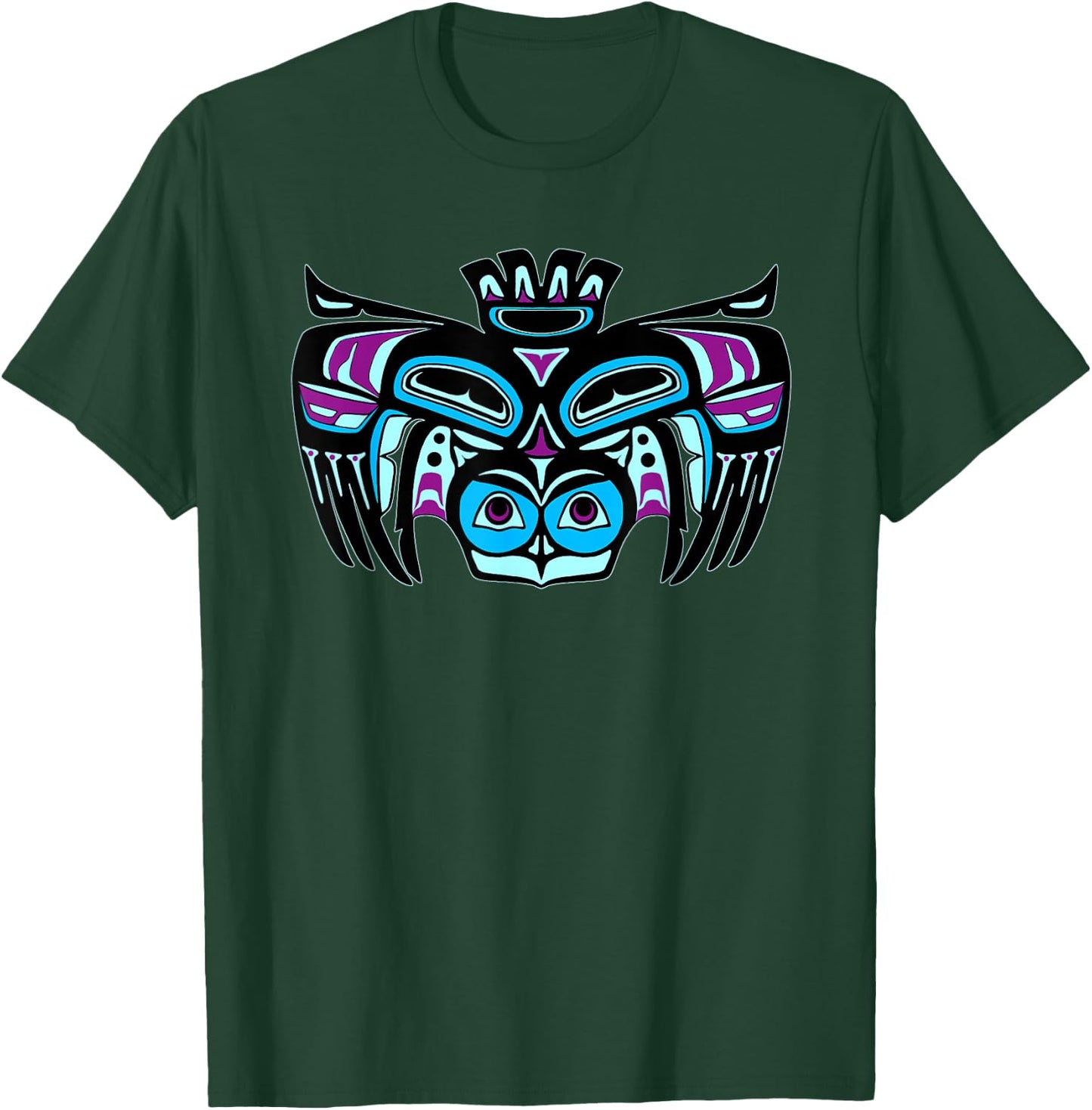 Alaska Native American Style Tlingit Haida Indian Owl Spirit T-Shirt - T-Shirt | Forest