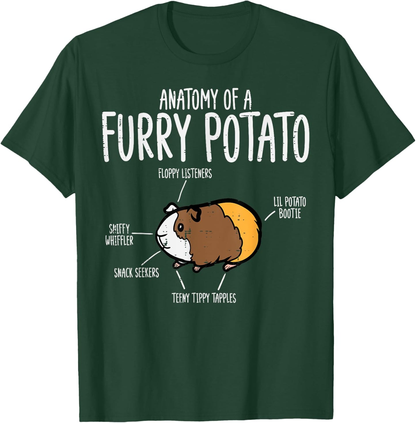 Guinea Pig Anatomy Of Furry Potato Funny Cavy Men Women Kids T-Shirt - T-Shirt | Forest