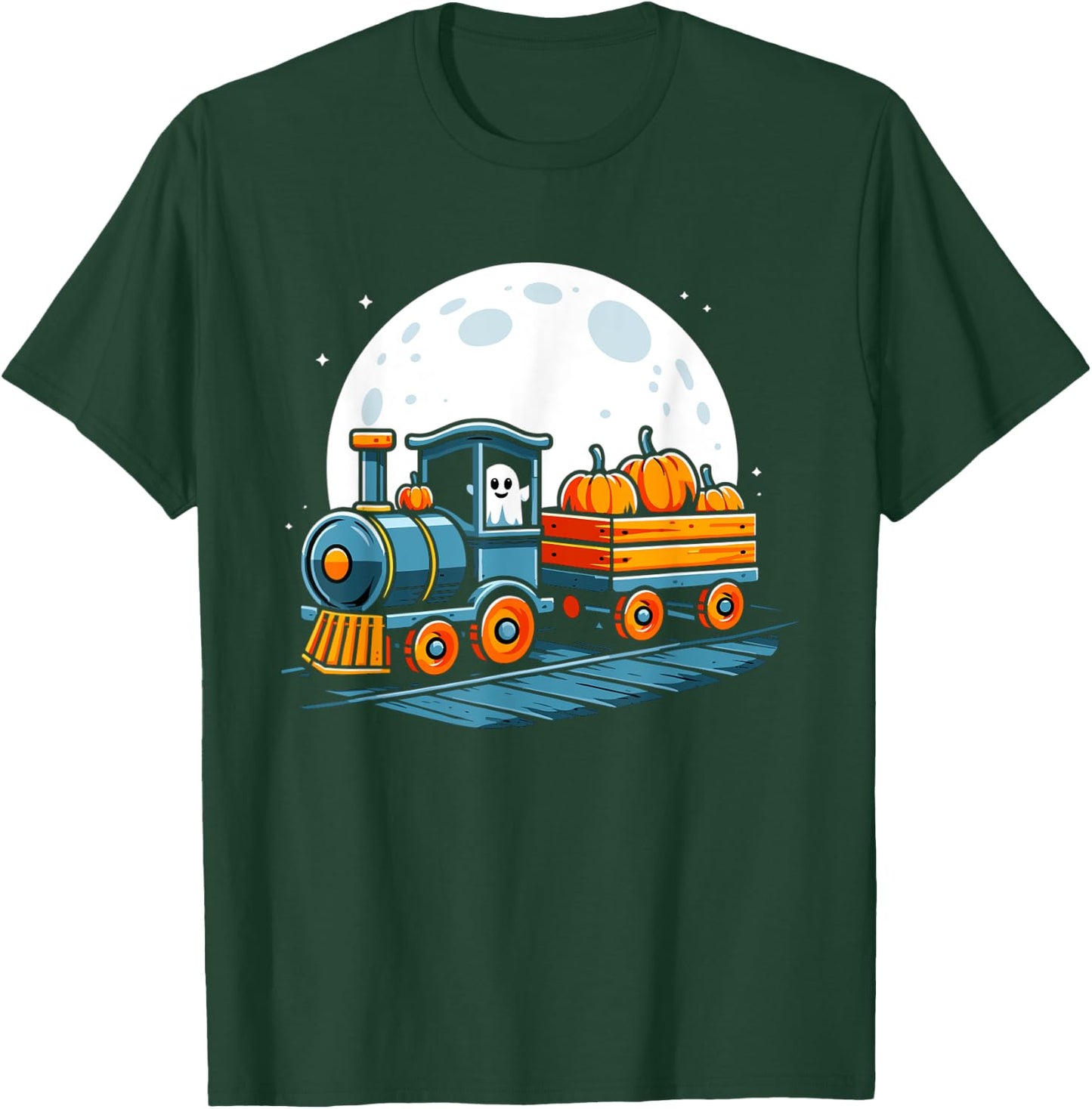 Halloween Train Funny Ghost Pumpkin For Kids T-Shirt - T-Shirt | Forest